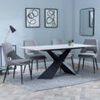 Merlin White Ceramic Dining Set - Peyton Grey Fabric Dining Chair