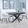 Bari Grey Ceramic Extending Dining Set - Ace Beige Fabric Swivel Dining Chair-3
