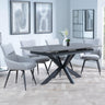 Bari Grey Ceramic Extending Dining Set - Ace Grey Fabric Swivel Dining Chair-2