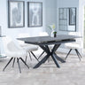 Bari Grey Ceramic Extending Dining Set - Arctic Cream Velvet Fabric Swivel Dining Chair-4