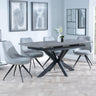 Bari Grey Ceramic Extending Dining Set - Arctic Grey Velvet Fabric Swivel Dining Chair-2