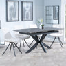 Bari Grey Ceramic Extending Dining Set - Boden Cream Fabric Swivel Dining Chair-2