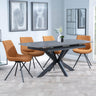 Bari Grey Ceramic Extending Dining Set - Boden Orange Fabric Swivel Dining Chair-4