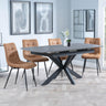 Bari Grey Ceramic Extending Dining Set - Corona Brown Fabric Dining Chair-8