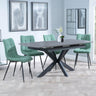 Bari Grey Ceramic Extending Dining Set - Corona Green Fabric Dining Chair-6