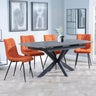 Bari Grey Ceramic Extending Dining Set - Corona Orange Fabric Dining Chair-2