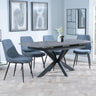 Bari Grey Ceramic Extending Dining Set - Darwin Dark Grey Fabric Dining Chair-5