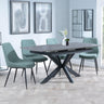 Bari Grey Ceramic Extending Dining Set - Darwin Green Fabric Dining Chair-4