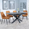 Bari Grey Ceramic Extending Dining Set - Darwin Orange Fabric Dining Chair-3