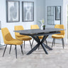 Bari Grey Ceramic Extending Dining Set - Darwin Yellow Fabric Dining Chair-2