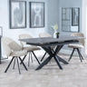 Bari Grey Ceramic Extending Dining Set - Ion Beige Velvet Fabric Swivel Dining Chair-2