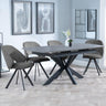 Bari Grey Ceramic Extending Dining Set - Ion Dark Grey Velvet Fabric Swivel Dining Chair-3