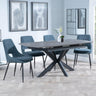 Bari Grey Ceramic Extending Dining Set - Peyton Blue Fabric Dining Chair-2