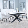 Bari White Ceramic Extending Dining Set - Ace Beige Fabric Swivel Dining Chair-3