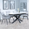Bari White Ceramic Extending Dining Set - Ace Grey Fabric Swivel Dining Chair-2