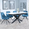 Bari White Ceramic Extending Dining Set - Arctic Blue Velvet Fabric Swivel Dining Chair-3