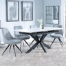 Bari White Ceramic Extending Dining Set - Arctic Grey Velvet Fabric Swivel Dining Chair-2