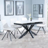 Bari White Ceramic Extending Dining Set - Boden Cream Fabric Swivel Dining Chair-2