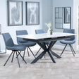 Bari White Ceramic Extending Dining Set - Boden Dark Grey Fabric Swivel Dining Chair