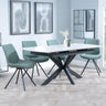 Bari White Ceramic Extending Dining Set - Boden Green Fabric Swivel Dining Chair-5