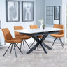 Bari White Ceramic Extending Dining Set - Boden Orange Fabric Swivel Dining Chair-4