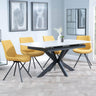 Bari White Ceramic Extending Dining Set - Boden Yellow Fabric Swivel Dining Chair-3