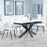 Bari White Ceramic Extending Dining Set - Corona Beige Fabric Dining Chair-3