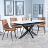 Bari White Ceramic Extending Dining Set - Corona Brown Fabric Dining Chair-8