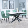 Bari White Ceramic Extending Dining Set - Corona Green Fabric Dining Chair-6