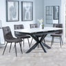 Bari White Ceramic Extending Dining Set - Corona Grey Fabric Dining Chair-9