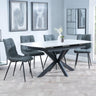 Bari White Ceramic Extending Dining Set - Corona Light Grey Fabric Dining Chair-7
