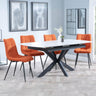 Bari White Ceramic Extending Dining Set - Corona Orange Fabric Dining Chair-2