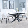 Bari White Ceramic Extending Dining Set - Darwin Cream Fabric Dining Chair