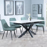 Bari White Ceramic Extending Dining Set - Darwin Green Fabric Dining Chair-4