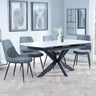 Bari White Ceramic Extending Dining Set - Darwin Grey Fabric Dining Chair-6