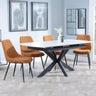 Bari White Ceramic Extending Dining Set - Darwin Orange Fabric Dining Chair-3