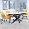 Bari White Ceramic Extending Dining Set - Darwin Yellow Fabric Dining Chair-2