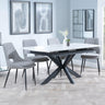 Bari White Ceramic Extending Dining Set - Peyton Grey Fabric Dining Chair