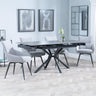 Ripon Black Ceramic Extending Dining Set - Ace Grey Fabric Swivel Dining Chair-2