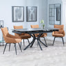 Ripon Black Ceramic Extending Dining Set - Ace Orange Fabric Swivel Dining Chair