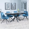 Ripon Black Ceramic Extending Dining Set - Arctic Blue Velvet Fabric Swivel Dining Chair-3