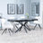 Ripon Black Ceramic Extending Dining Set - Arctic Cream Velvet Fabric Swivel Dining Chair-4