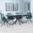 Ripon Black Ceramic Extending Dining Set - Arctic Green Velvet Fabric Swivel Dining Chair