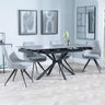 Ripon Black Ceramic Extending Dining Set - Arctic Grey Velvet Fabric Swivel Dining Chair-2