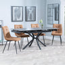 Ripon Black Ceramic Extending Dining Set - Corona Brown Fabric Dining Chair-8