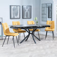 Ripon Black Ceramic Extending Dining Set - Corona Yellow Fabric Dining Chair
