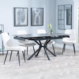 Ripon Black Ceramic Extending Dining Set - Darwin Cream Fabric Dining Chair
