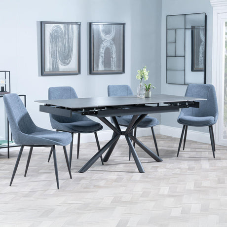 Ripon Black Ceramic Extending Dining Set - Darwin Dark Grey Fabric Dining Chair-5