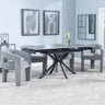 Ripon Black Ceramic Extending Dining Set - Kiefer Grey Boucle Fabric Dining Chair