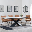 Hayden White Ceramic Extending Dining Set - Ace Orange Fabric Swivel Dining Chair - Get 2 Chairs Free